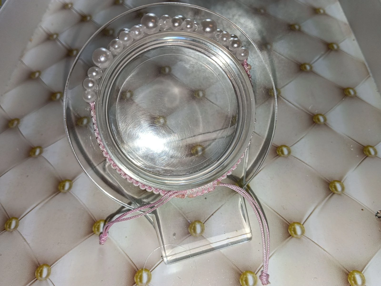 Pulsera de perlas trenzadas blancas y rosas – photo 3